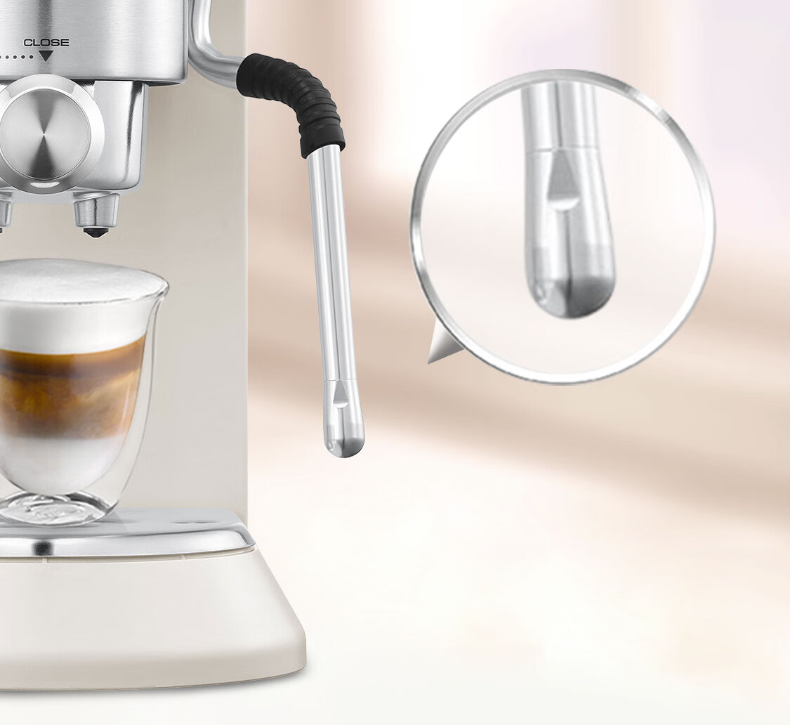 Delonghi Coffee Machine, Semi-Automatic Coffee Maker, Compact Home-Use Americano And Espresso Pump Press Professional Stainless Steel Manual Milk Frother EC885.CR EX: Cream White Gift 6