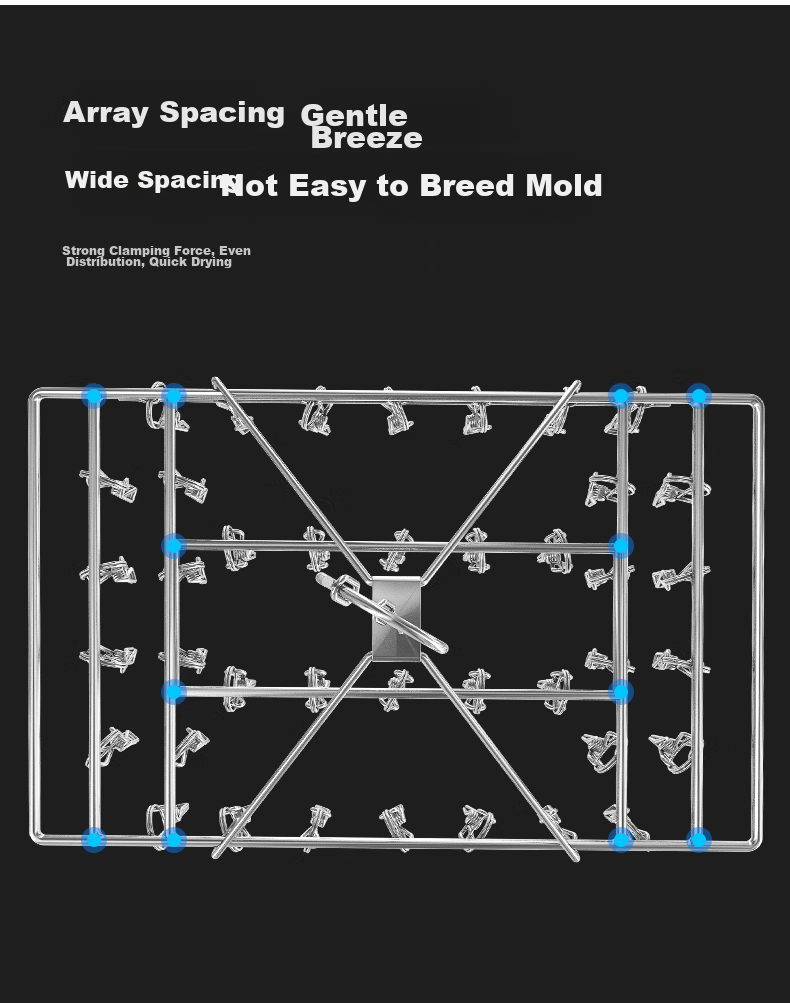 MENGTING Stainless Steel Clothes Drying Rack, 36 Clips for Socks, Windproof Rotatable Thickened Frame 4
