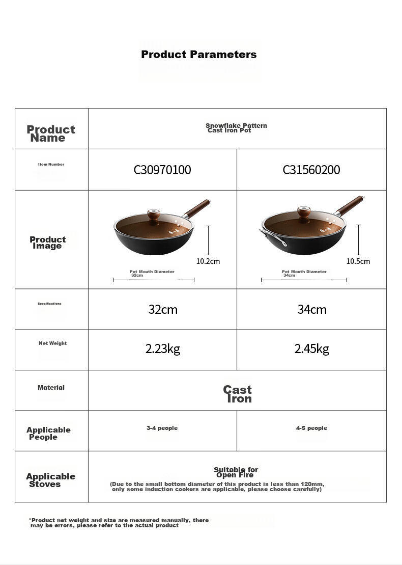 Zhangxiaoquan Snowflake Pattern Black Diamond Similar Style Non-Coated All-Purpose Anti-Scalding Wok Iron Pan 32cm with Lid 18