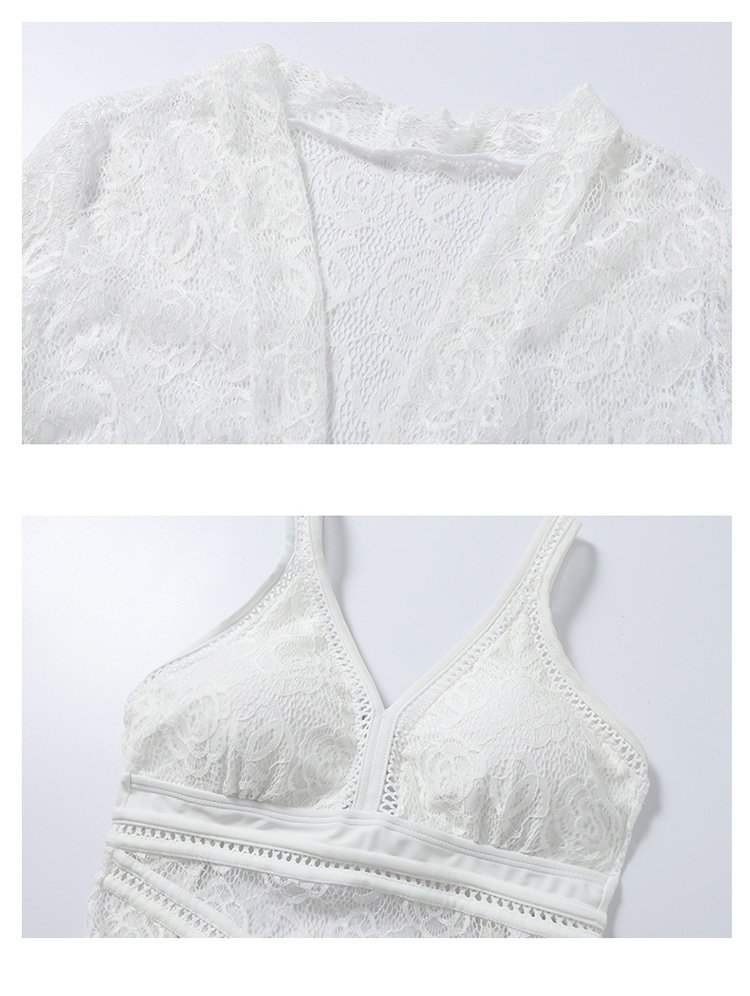 DK Swimsuit for Women, Sexy Small Chest One-Piece Conservative Tummy-Covering Slimming Korean Hot Spring Cover-Up Swimwear, White XL 15