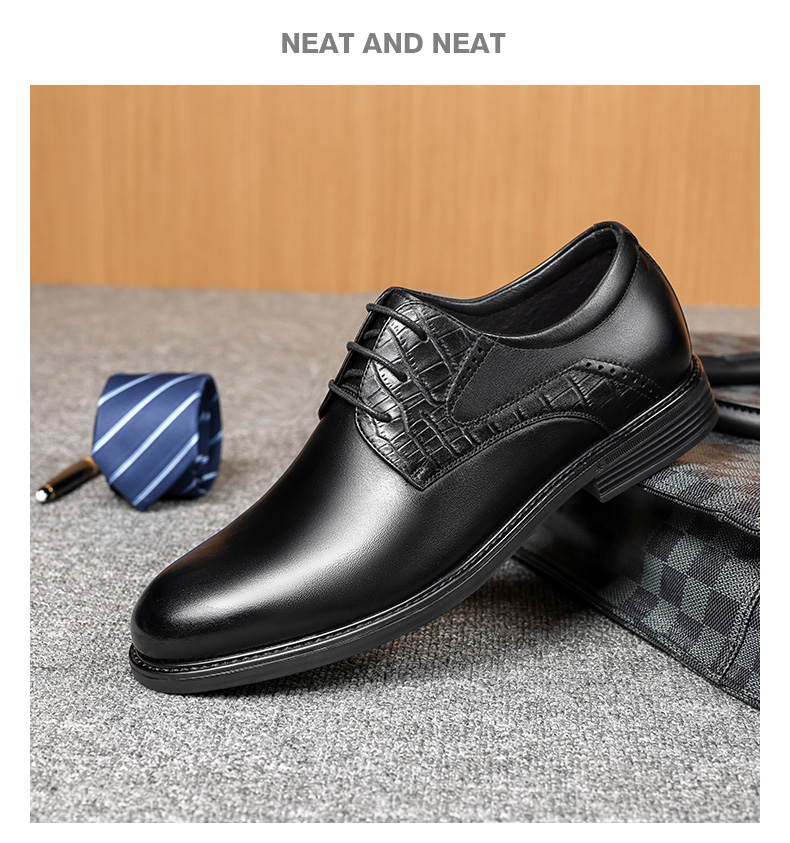 LAORENTOU Men's Leather Business Casual Shoes, Spring Autumn Fashion Comfortable Dress Shoes, Black, Size 38, Model LA12283 11
