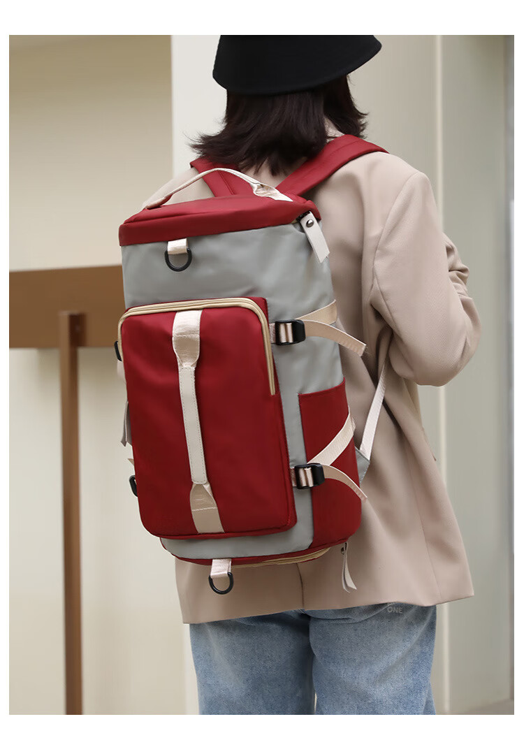 Xinqin Travel Bag Men's Gym Bag Large Capacity Backpack Shoulder Bag Handbag Mountaineering Bag Color Block 4