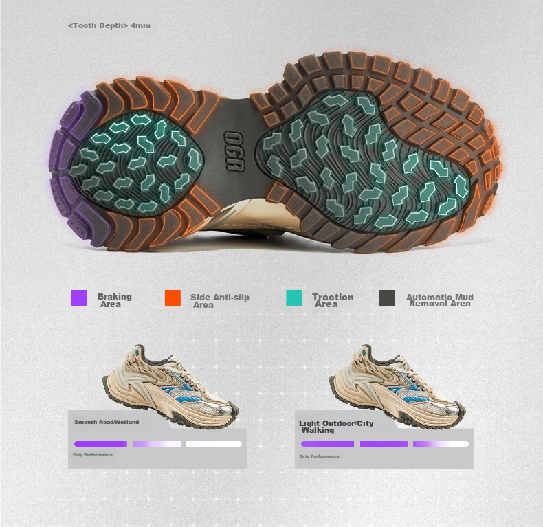 OGR Rattler Series Jogging Dad Shoes, Breathable for Men And Women, Suitable for Summer And All Seasons, Casual Sports Height-Increasing Shoes 4