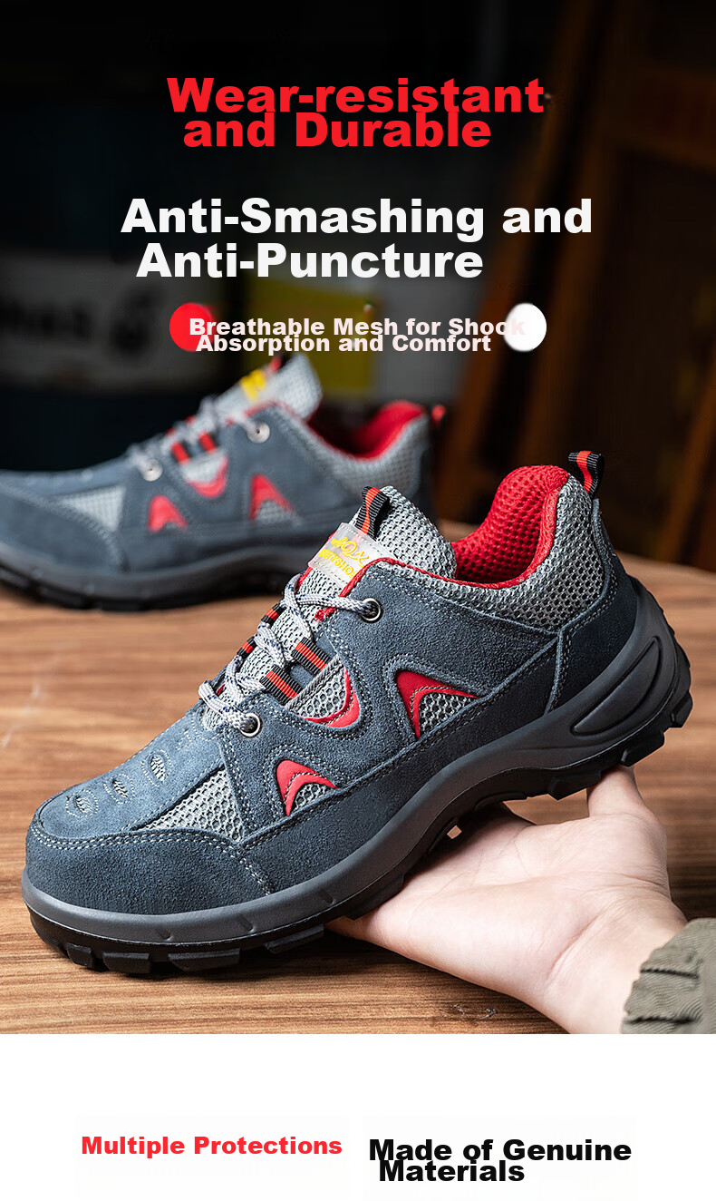 SHENGLI Safety Shoes for Men, Anti-Smashing, Puncture-Resistant, Breathable Work Shoes, Model 3350, Size 43 1