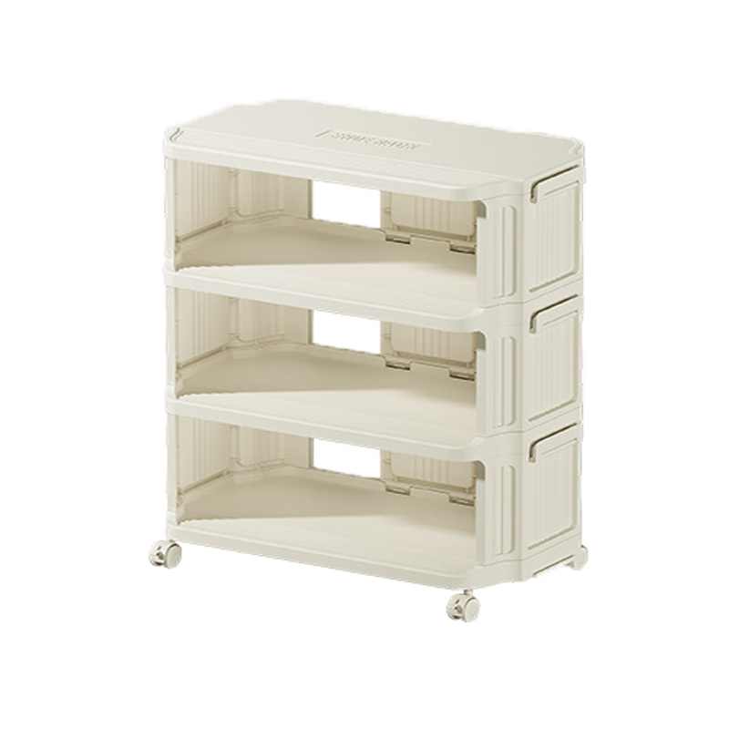 Anerya Cream-Style Household Plastic Shoe Rack, Multi-Layer, for Rental Apartments And Dormitories, Simple Movable Cabinet for Entryway, Two Columns Four Layers