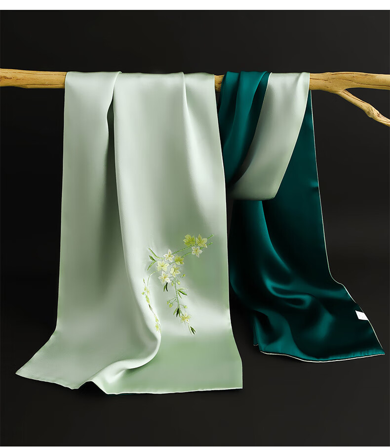 Hangsifu Silk Mulberry Silk Suzhou Embroidery Scarf, Flower Pattern Gift Box, Shawl, Outer Wear, Birthday Gift for Mom, High-End Mid-Autumn Festival Present 7