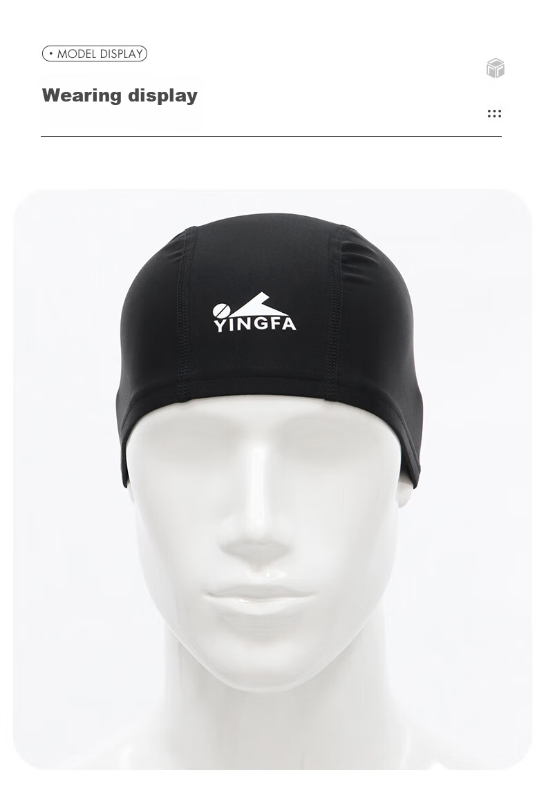 YINGFA Swim Cap, Fabric Swimming Cap for Adults, Professional Non-Binding, Nylon Spandex Swim Cap, Black 4