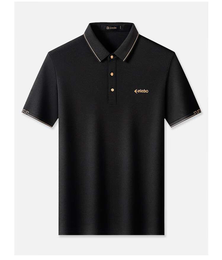 Aidengbao Summer Short-Sleeve Polo Shirt for Men, Embroidered Business Commute Collared Polo T-Shirt, Black 01185/100A(3XL) 11
