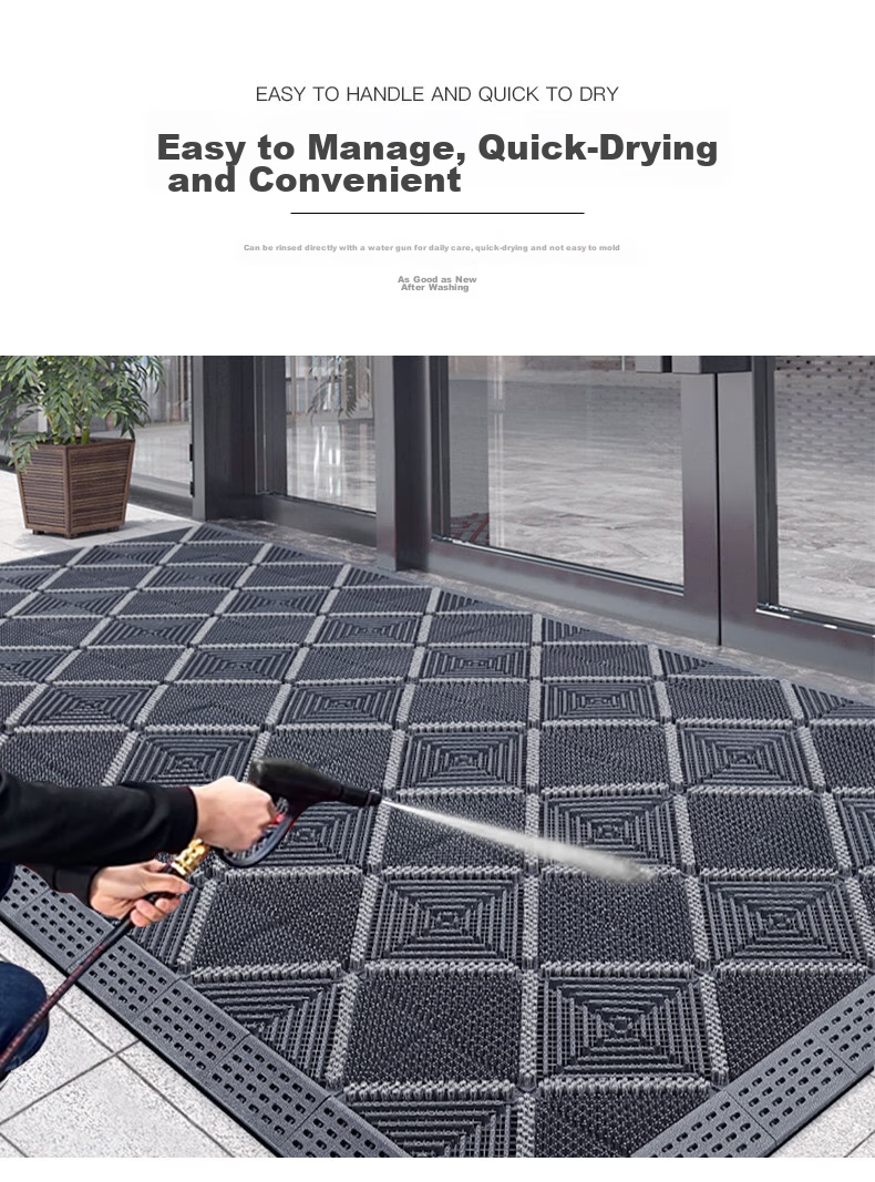 Modouyu Three-In Floor Mat, 90*120cm, Single Brushed Gray, Entrance Door Mat, Company Outdoor Non-Slip Floor Mat, Foot-Wiping Mat 10
