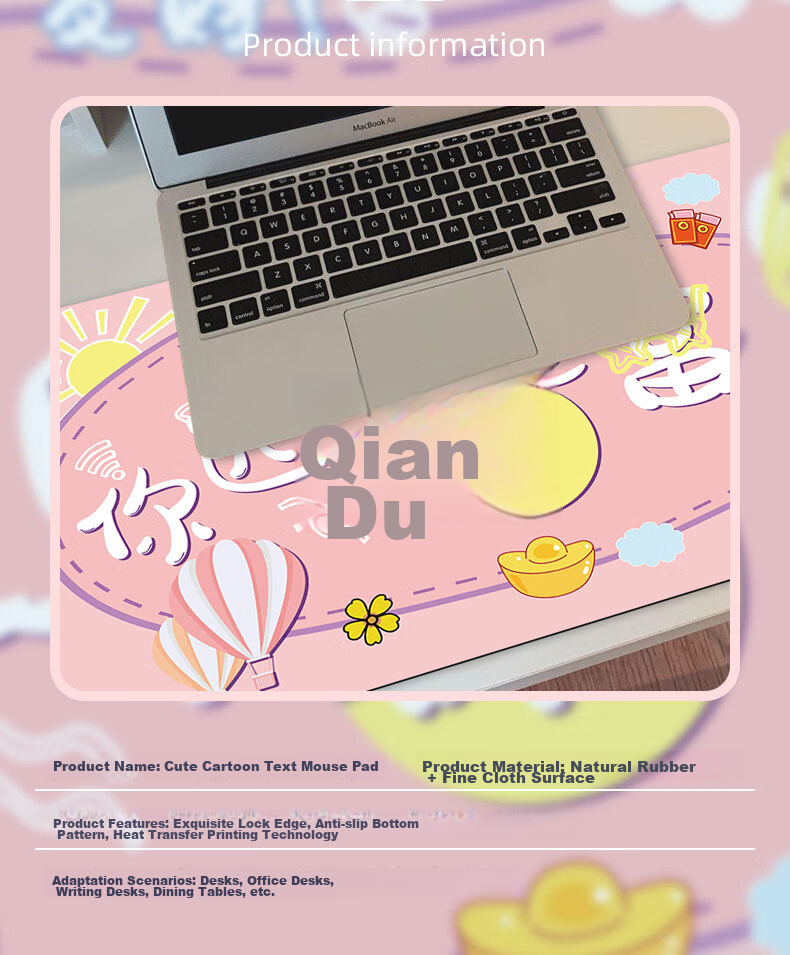 Juyingfeng Mouse Pad, Extra Large, Minimalist Style, Gradient Light Luxury Feel, Creative Desk Pad, Locked Edge, Non-Slip Keyboard Pad, Office And Gaming Mouse Pad, 100*50cm, Light Pink to Black Gradient 9