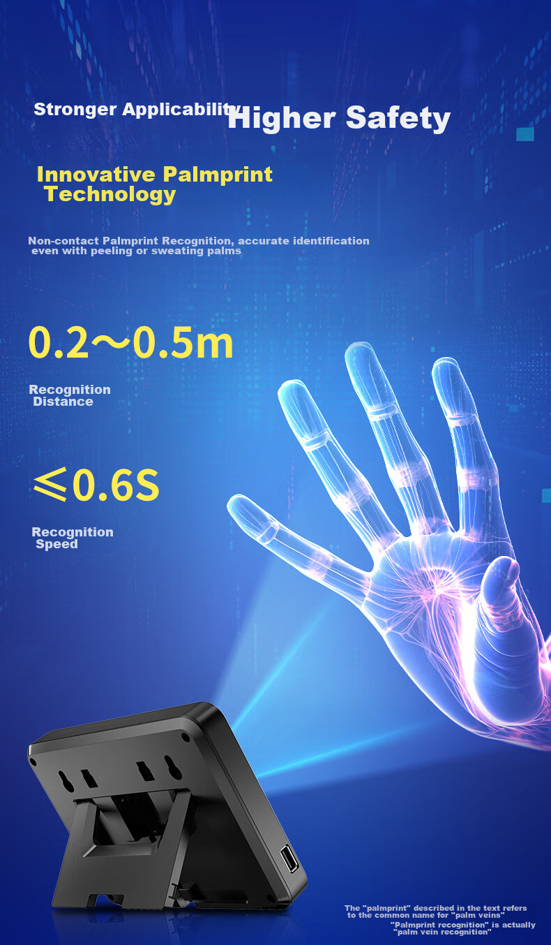 Kemi (Comet) Attendance Machine, Time Clock with Facial Recognition + Fingerprint And Palm Vein Identification, Bluetooth Connection, Mini-Program Management, Automatic Report Generation FZ03 11