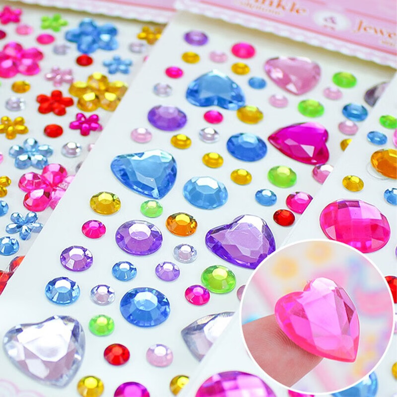 Danmiqi Children's Sticker Toys, Girls' Ddiy Diamond Large Gemstone Stickers, Crystal Sticker Toys, 20 Pieces
