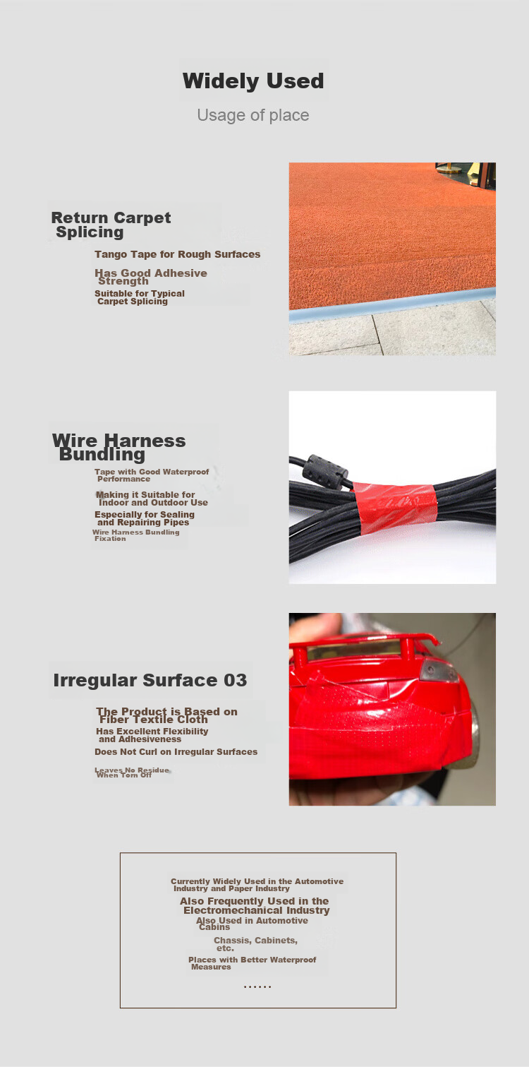 TANGO Office Strong Carpet Tape, Windproof, High-Adhesive, Wear-Resistant, Waterproof Tape, Can Be Hand-Pulled, Gray, 48mm*15y (13.7 Meters), 3 Rolls 12