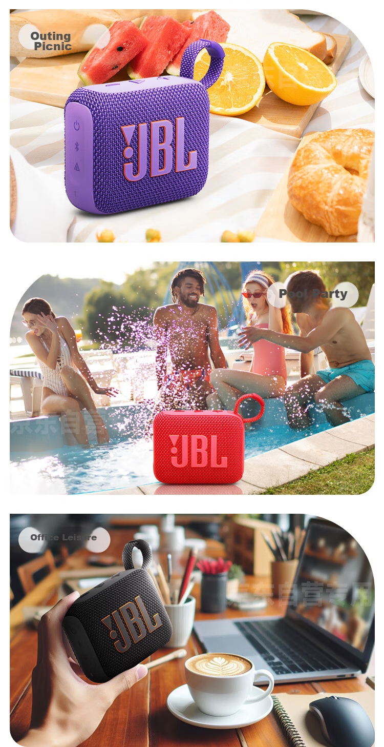 JBL GO4 Music Gold Brick Fourth Generation, Bluetooth Speaker, Outdoor Portable Speaker, Mobile And Computer Speaker, Subwoofer, Cycling And Running, Gift Recommendation, Jazz Blue 13