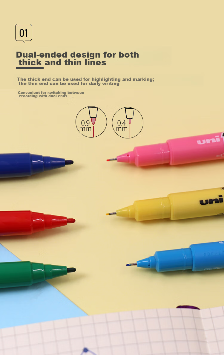 Uni Mitsubishi Dual-Tip Water-Based Marker/Pen/Multi-Purpose Signing Pen/Outlining Pen, Fine 0.4mm Thick 0.9mm, PM-120T Blue, 1 Piece 3