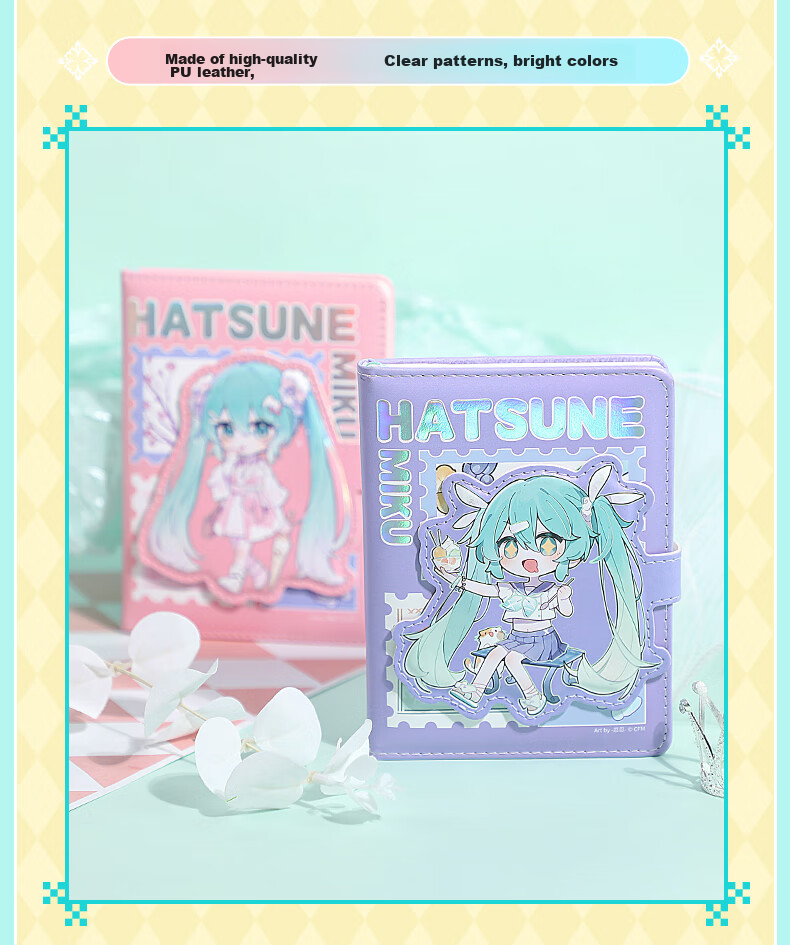 GuangBo Hatsune Miku Official Merchandise Anime Planner, High-Quality Magnetic Cover Diary with 96 Pages/105*140mm CY997027-D Gift 9