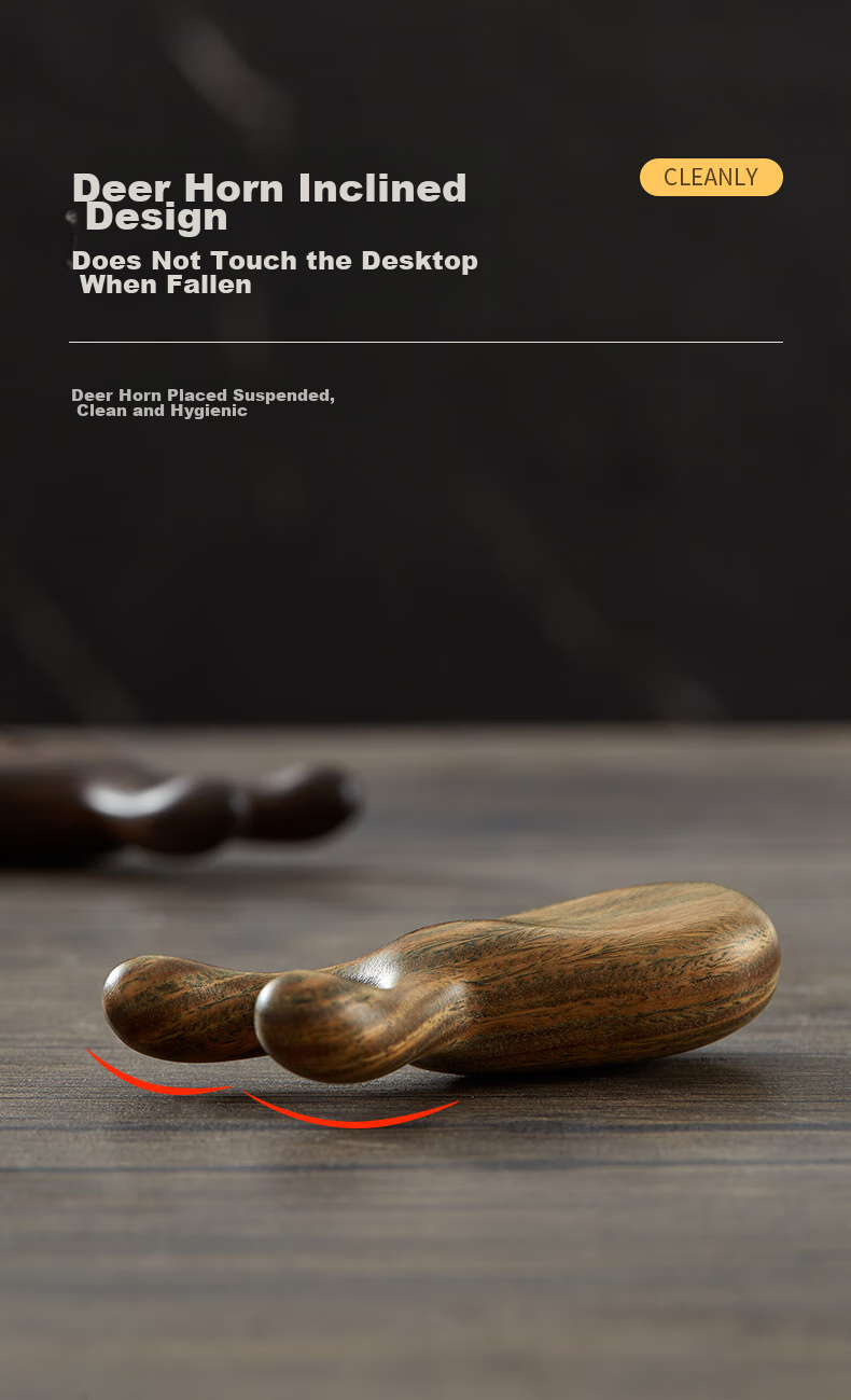 Chuxin Natural Ebony Wood Eye Massager, Creative Deer Antler Nose Beauty Device, Facial Meridian Acupoint Massage Tool 7