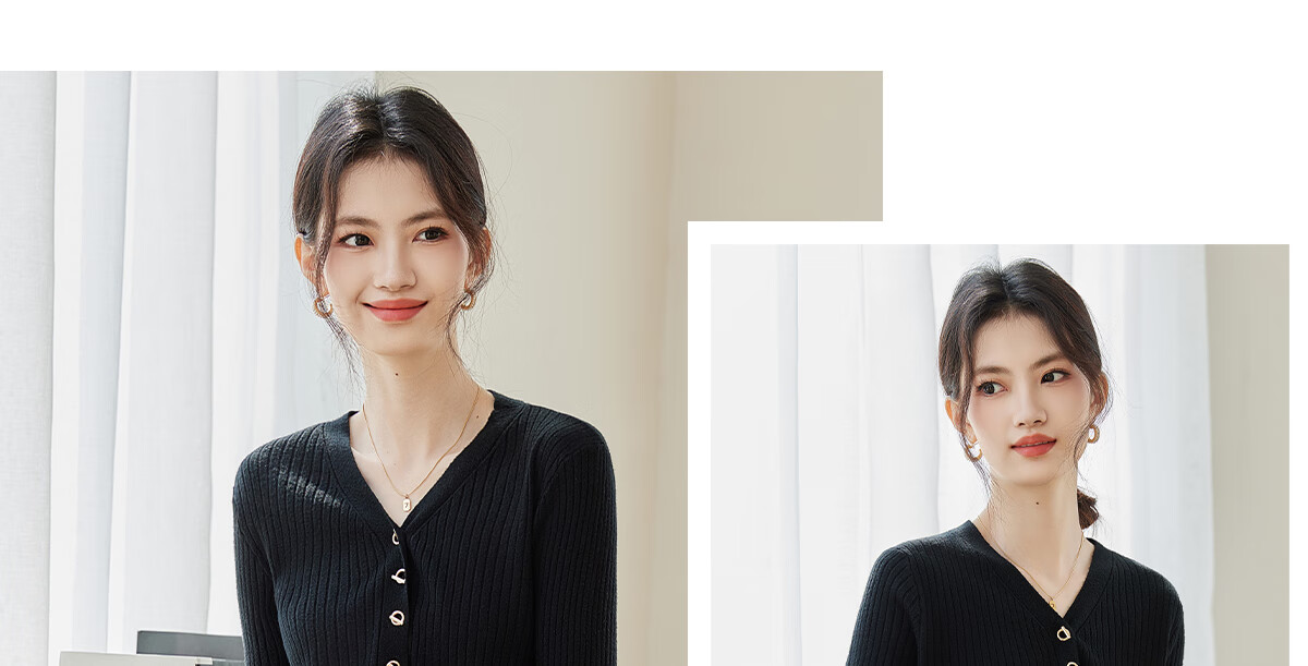 PinCai V-Neck Solid Color Soft Knit Slim Fit Sweater for Women P13QZ3088 13