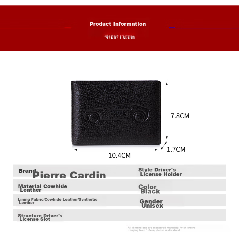 Pierre Cardin Driver's License Holder, Motor Vehicle Driving Permit Leather Case, Top-Grain Cowhide ID Holder Gift Box, Black, Suitable As A Present 7