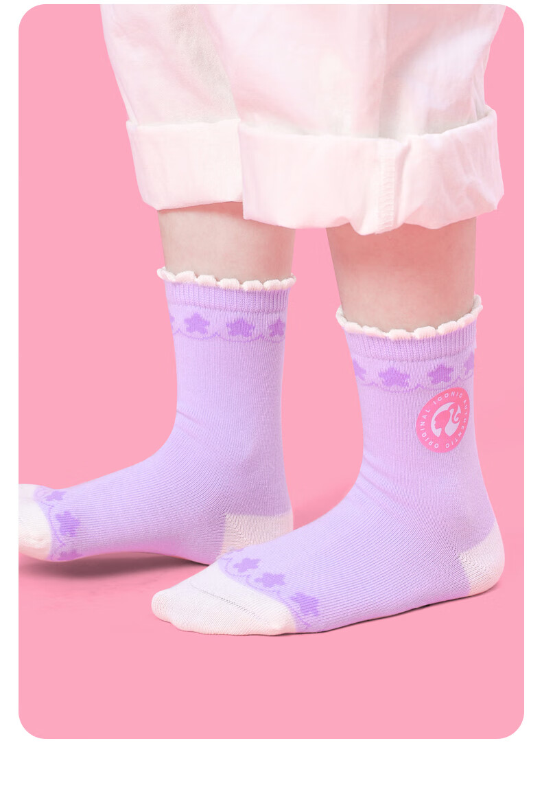 Barbie Girls' Socks, Children's Mid-Calf Versatile Cotton Socks, Spring And Autumn Cute Short Socks, Schoolgirl Mid-Calf Socks for Girls 12