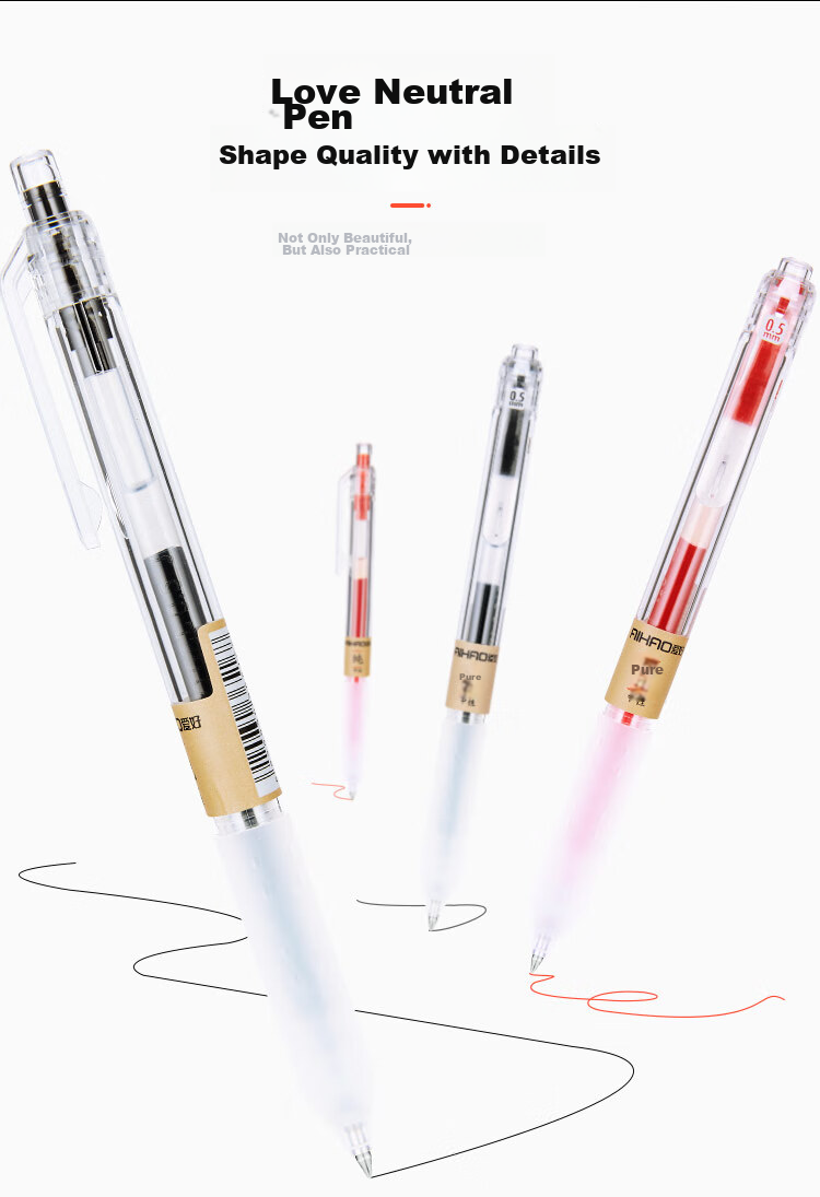 AIHAO [Back to School Essential] Retractable Gel Pen, 0.5mm Bullet Tip, Black, Soft Rubber Grip, Business Office Large Capacity Signing Pen X97 4