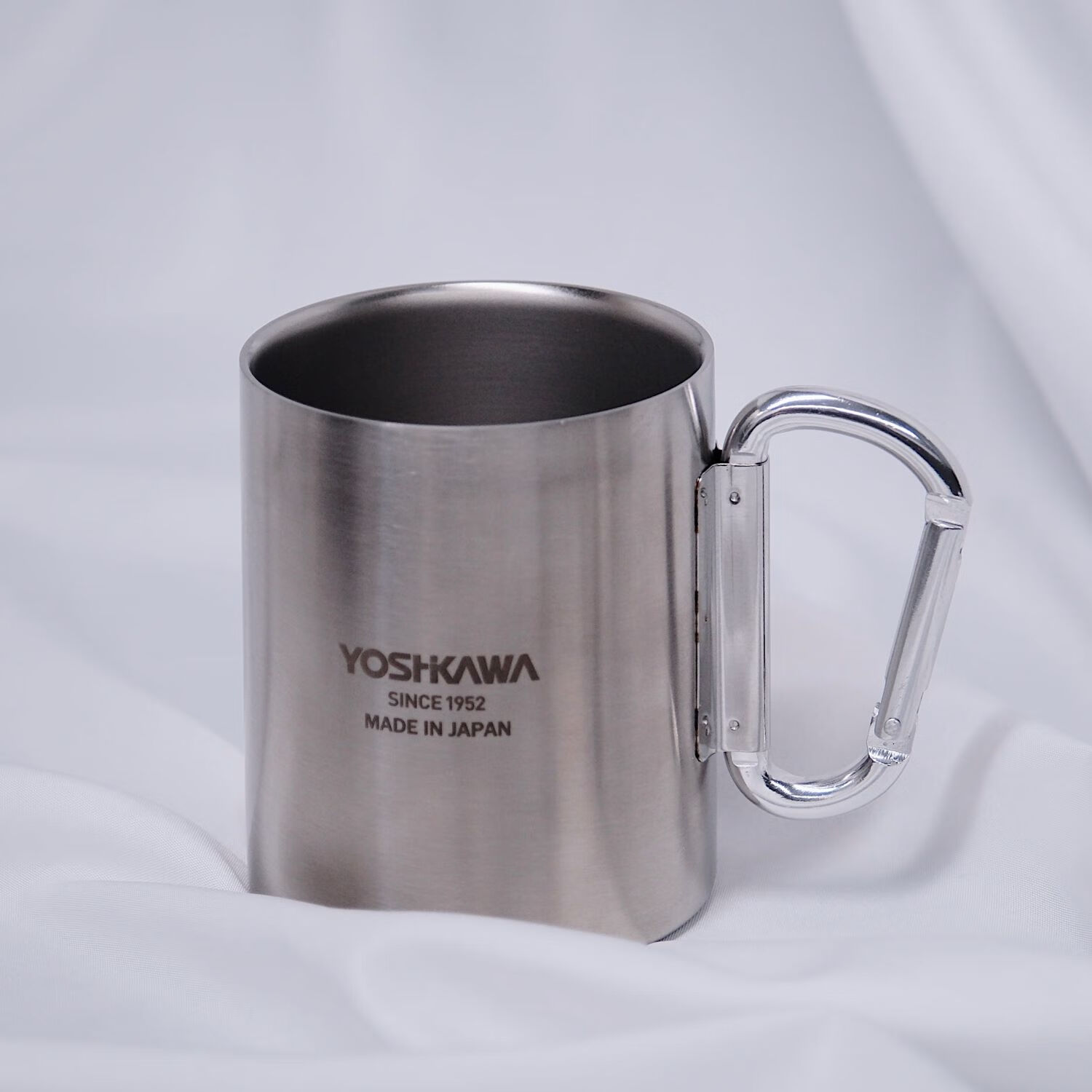 YOSHIKAWA Outdoor Camping Hiking Portable Double-Layer Carabiner Stainless Steel Water Bottle 230ml 1 1