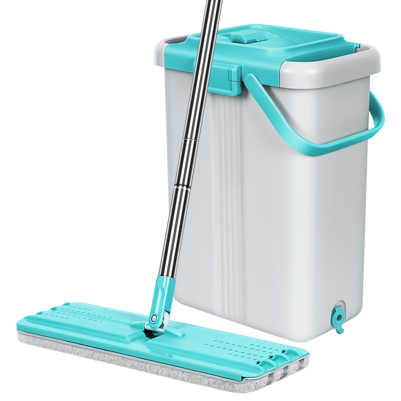 MARYYA Flat Mop with Bucket, 38cm, 2 Cloth Pads, Household All-In No-Hand Cleaning, 2026 Wet And Dry Dual-Use Squeegee Integrated Floor Mop