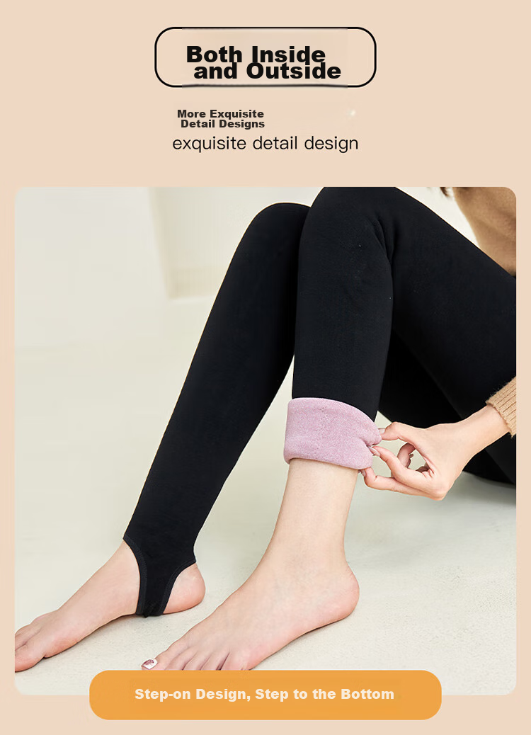 LangSha 100% Wool Cotton Pants for Women, Winter Fleece-Lined Thick High-Waist Plus-Size Leggings, Northeastern Style Warm Base Layer Pants 14