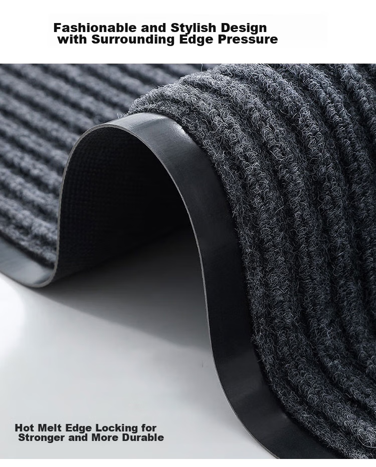 DIYIN Non-Slip Mat, Entrance Door Mat, Waterproof And Absorbent Floor Mat, Welcome Dust-Removing Doormat, Double Striped Gray without Text, 60*90cm 6