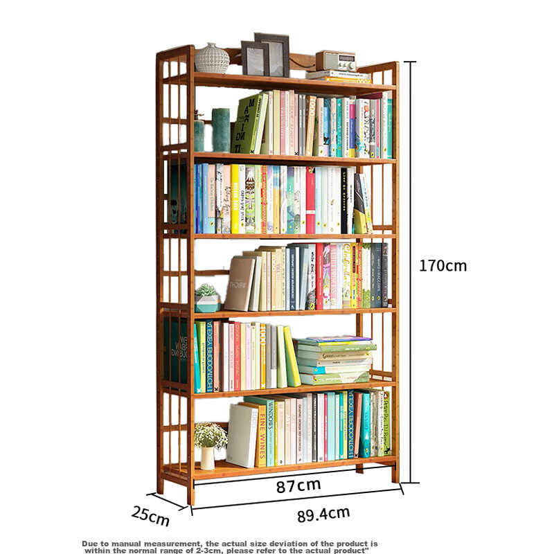 Anerya Bamboo Simple Bookshelf, Floor-Standing Storage Rack, Living Room And Office Bookcase, Cabinet Shelf, Storage Rack 17