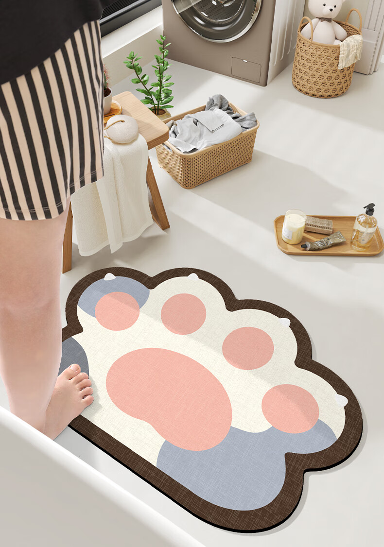 DeXi Bathroom Absorbent Mat, Cartoon Fun Foot Mat for Washroom And Bathroom Entrance, 51x76cm 4