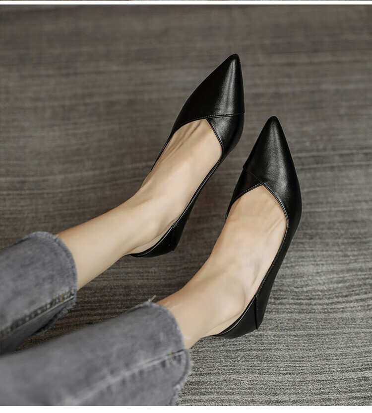 CARTELO Pointed High Heels for Women, Black Commuter Leather Shoes, KCC-357 Black (3cm), Size 38 2