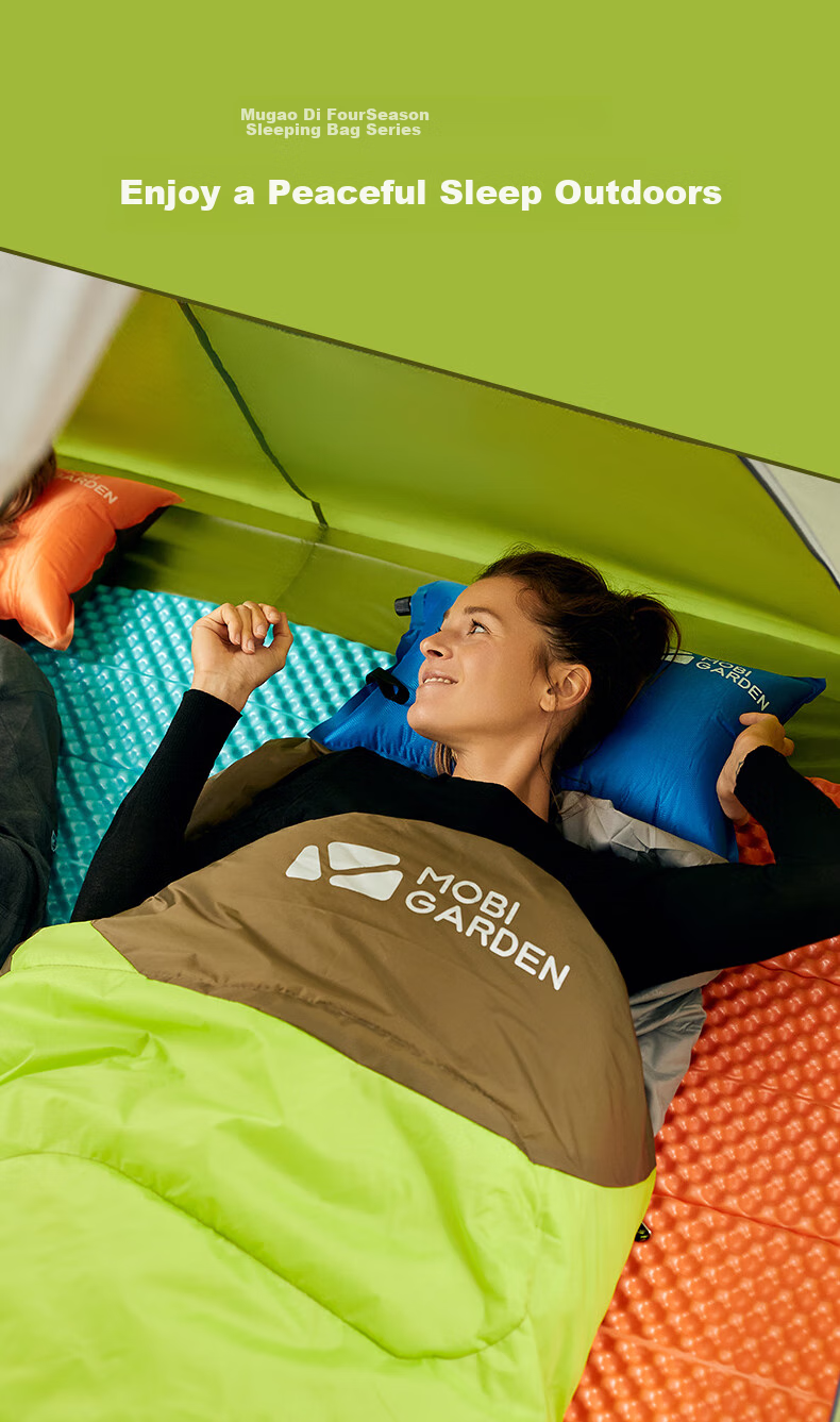 MOBIGARDEN Sleeping Bag, Outdoor Camping Splicing Single Warm Sleeping Bag Xiangyun 1.8 EX19562005, Light Sand Color/Left 1