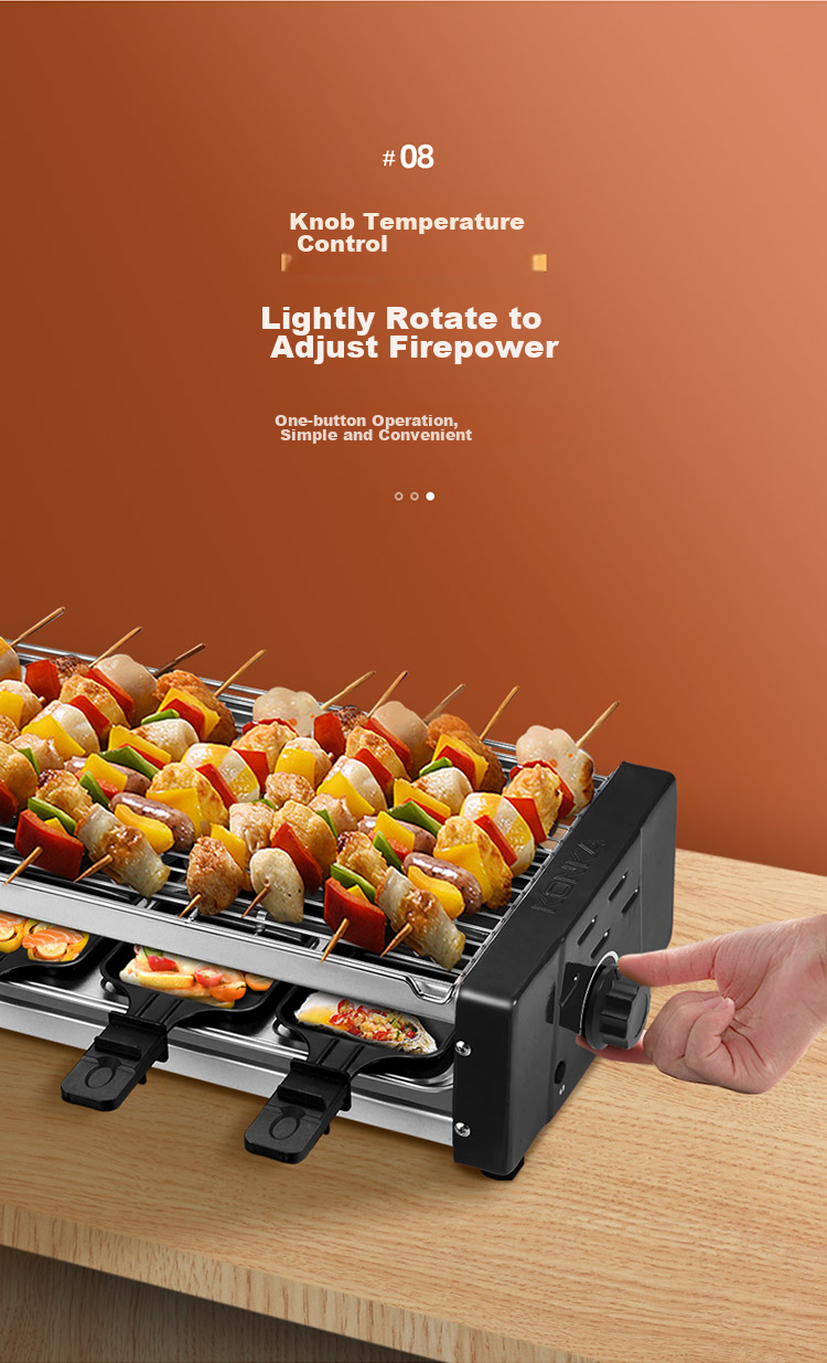 KONKA Electric Grill, Multifunctional Electric Griddle, Meat Roasting Machine, Non-Stick Grill Rack, Home Smokeless Barbecue Pan, Double-Layer Skewer Machine KEG-W261B 10