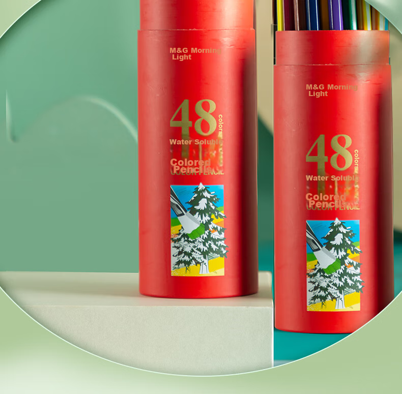 M&G Stationery, 12 Colors of Water-Soluble Colored Pencils, Student Art Coloring Set with Brushes, Red Tube Packaging, AWP36809, Children's Birthday Gift 7