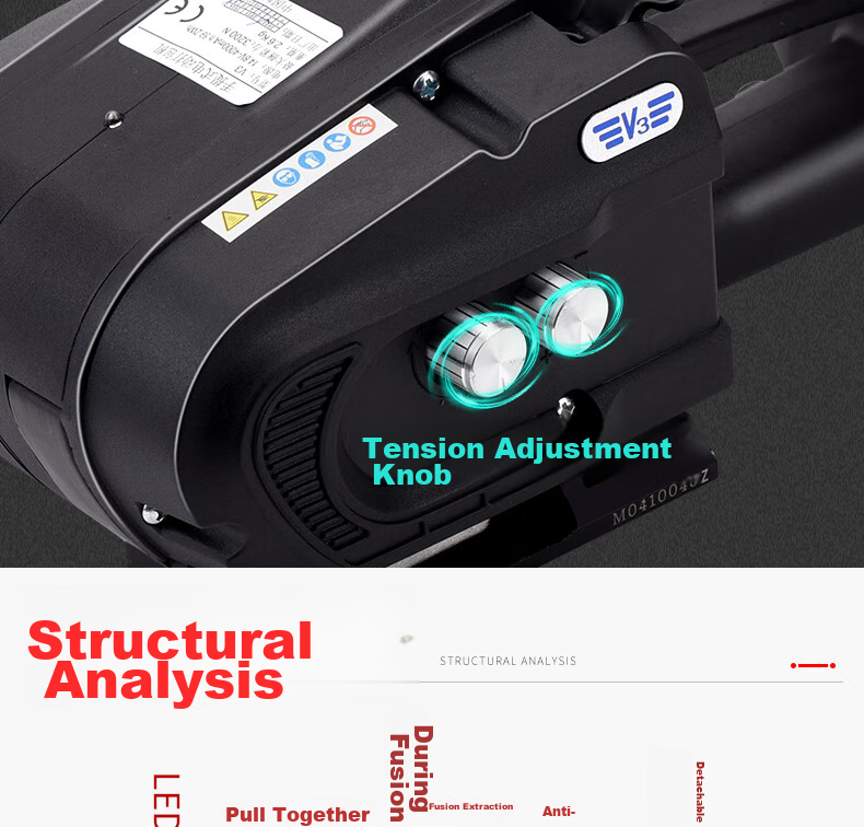 Yifei Electric Strapping Machine, Plastic Steel Strap Bundling Machine, Handheld PET Strapper, Rechargeable Hot-Melt Buckle-Free Small Handheld Strapping Machine V3 with One Battery And One Charger [Beijing Warehouse Fast Delivery] 16