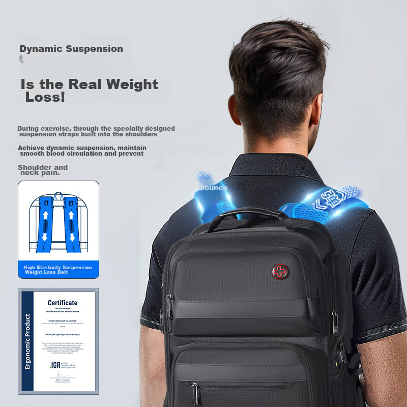 CROSSGEAR Cross Medal Weight Reduction Master Business Backpack for Men, 16-Inch Laptop Backpack, Large Capacity Travel Bag for Business Trips And Travel