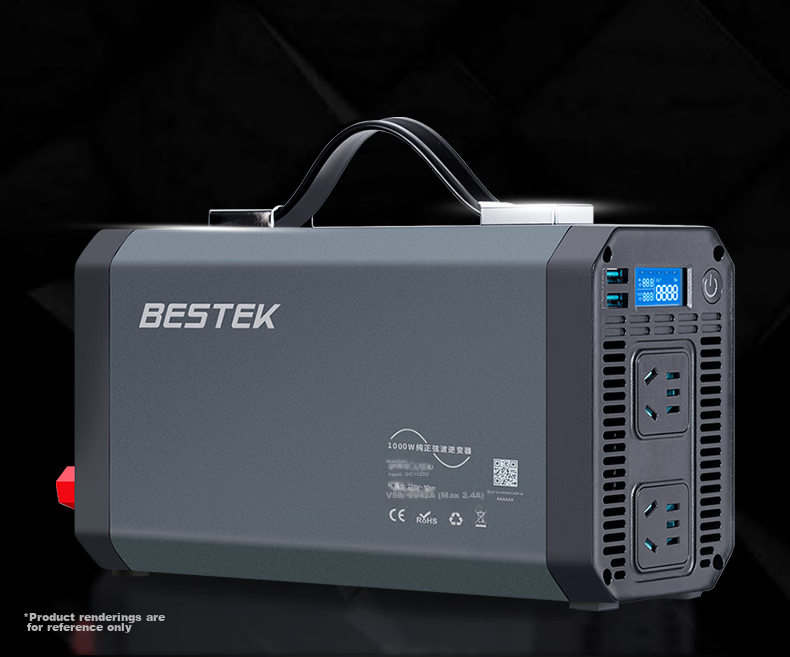 BESTEK Inverter High-Power Car Power Converter 12V to 220V True Rating 1000W Outdoor Power Equipment 5