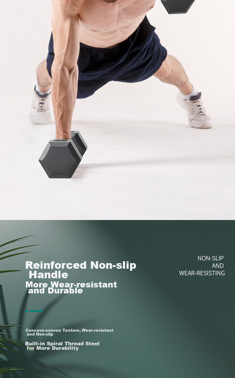 AiMeiShi Eco-Friendly Rubber-Coated Hexagonal Dumbbells for Men And Women, Home Fitness Equipment, Two Pieces, 5kg Each 7