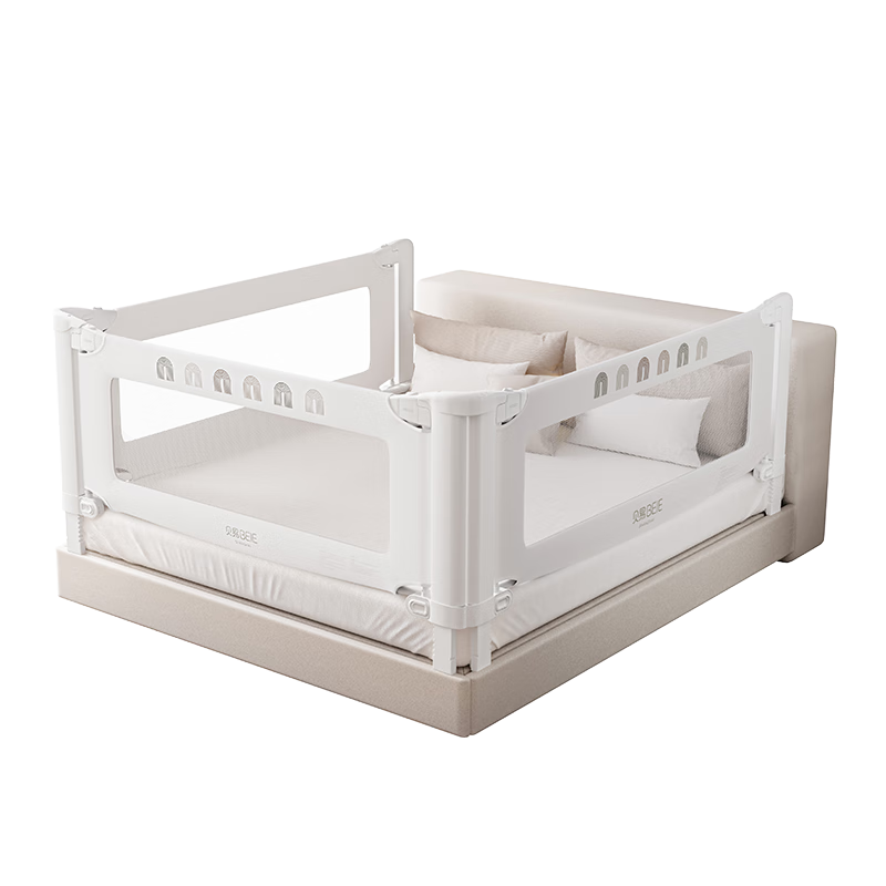 BEIESTATE Curved Bed Guardrail, Baby Bed Anti-Fall Rail, U-Shaped Support Legs, BEIESTATE Rainbow Single-Sided Installation, 2.2m