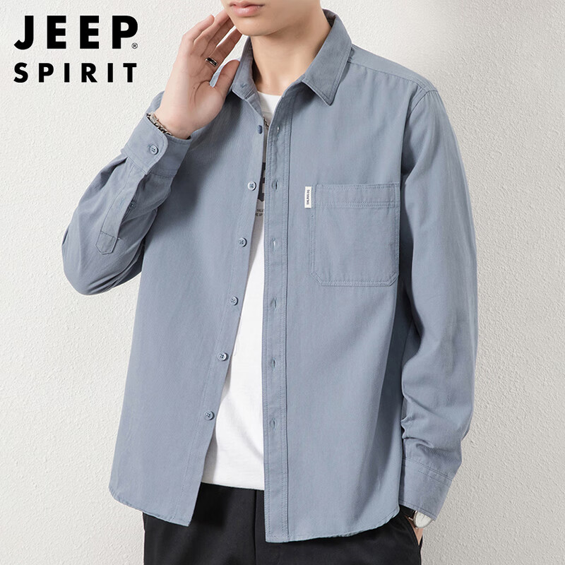 Мужская рубашка JEEP SPIRIT, лонгслив, повседневная, осенне-зимняя, 100% хлопок, трендовая