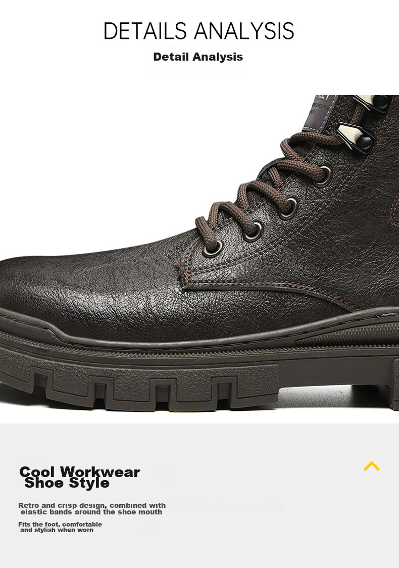 HLA Martin Boots Men's Casual Shoes Autumn Winter Work Shoes HAAGZM4AB70567 Brown Fleece-Lined Size 42 15