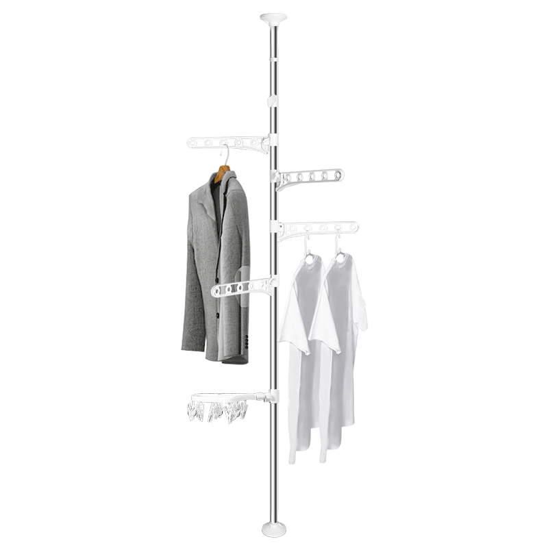 Baoyouni Retractable Clothes Drying Rack, Floor-Standing Stainless Steel Hanger for Balcony, Single-Pole Standing Drying Stand