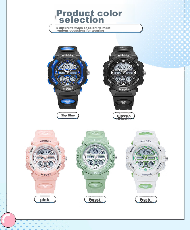 Disney Mickey Mouse Collaboration Exam-Specific Waterproof Sports Watch for Middle And High School Students, Children's Electronic Watch Only for Time Measurement 9