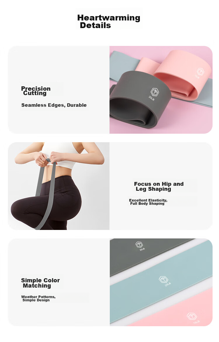 JD Original Latex Yoga Resistance Band, Leg Deep Squat Shaping Buttocks Ring Pull Band 25LB 15