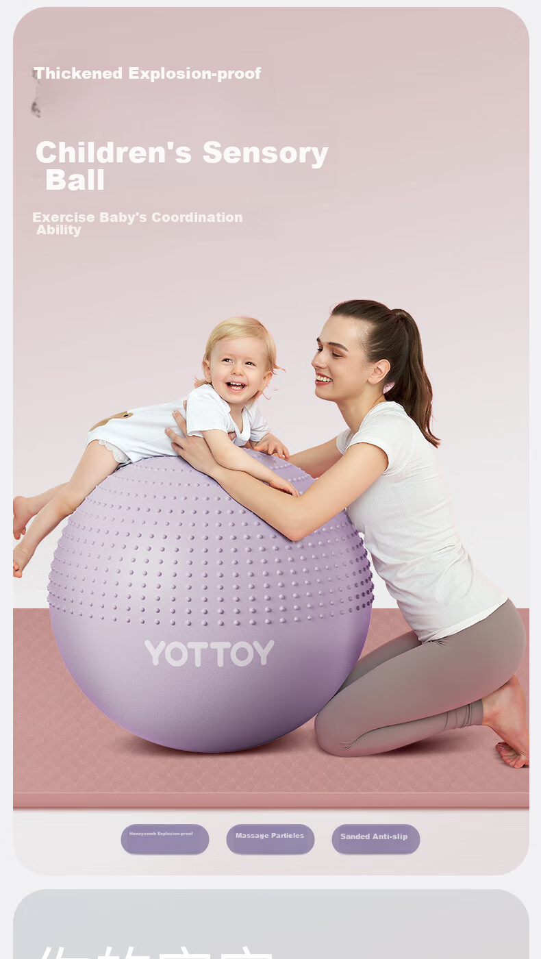Yottoy Yoga Ball with Spikes, Thickened Anti-Burst Large Dragon Ball, Children's Sensory Integration Training Ball, Baby Massage Ball - 75cm 1