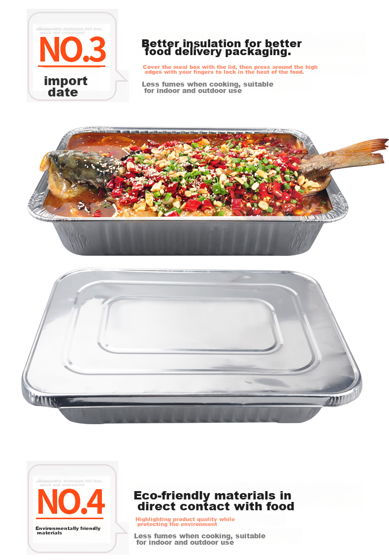 Babike Aluminum Foil Takeout Boxes, Large Capacity 4900ml*10 Pieces, for Baked Fish, Crayfish, Camping, Barbecue, And Food Packaging 4