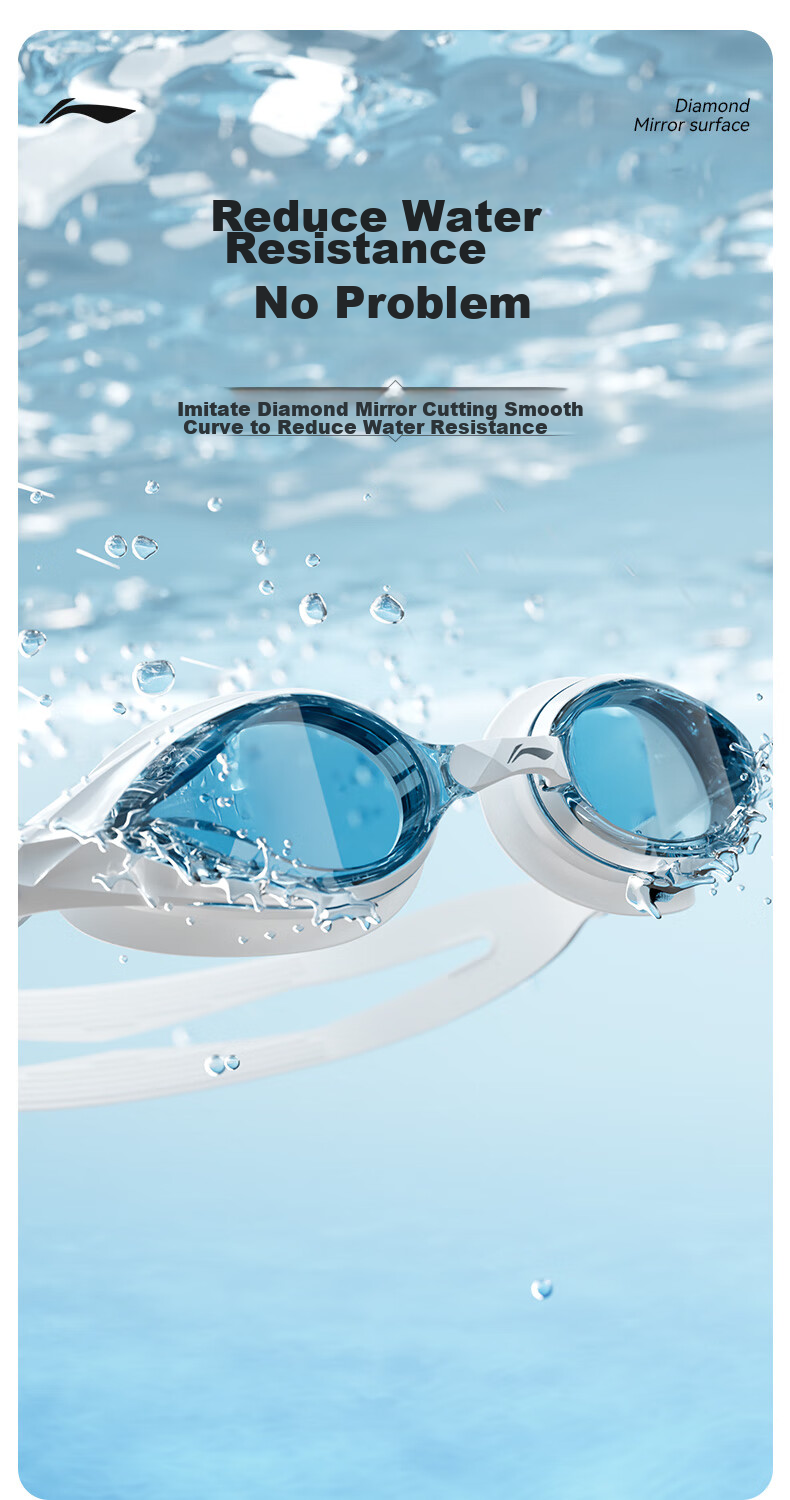Li-Ning Swimming Goggles, Waterproof And Anti-Fog, High Definition Swim Glasses for Men And Women, Non-Prescription Swimming Goggles, Model 2596, White, 200 Degrees 2