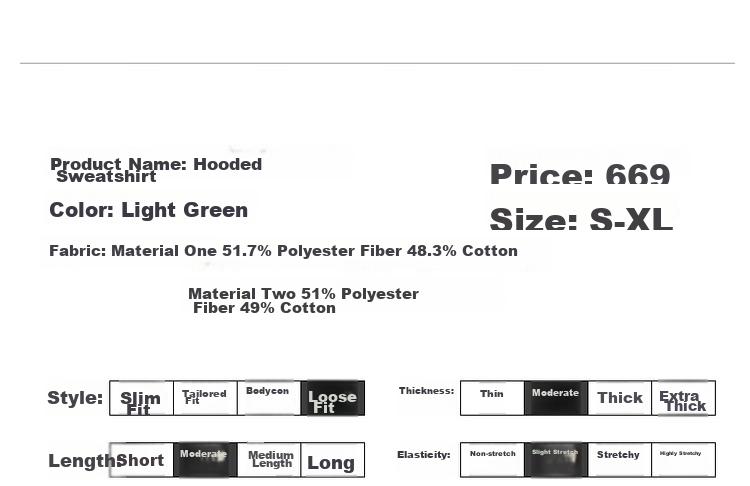 Dme [Split-Style Craftsmanship] Spring And Autumn Hooded Loose Casual Slightly Elastic Long-Sleeve Women's Sweatshirt, Light Water Green, S 10