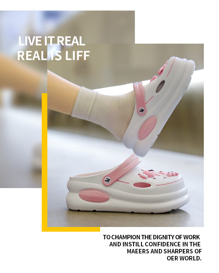 TonLion Women's Summer 2026 Hole Shoes Casual Thick-Soled Beach Sandals White Black Size 37/38 2